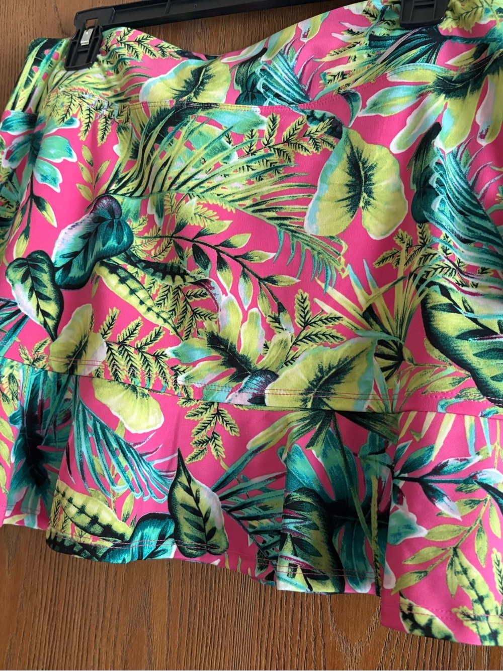 Tommy Bahama Pink Tropical Print Ruffled Skirt with shorts underneath
